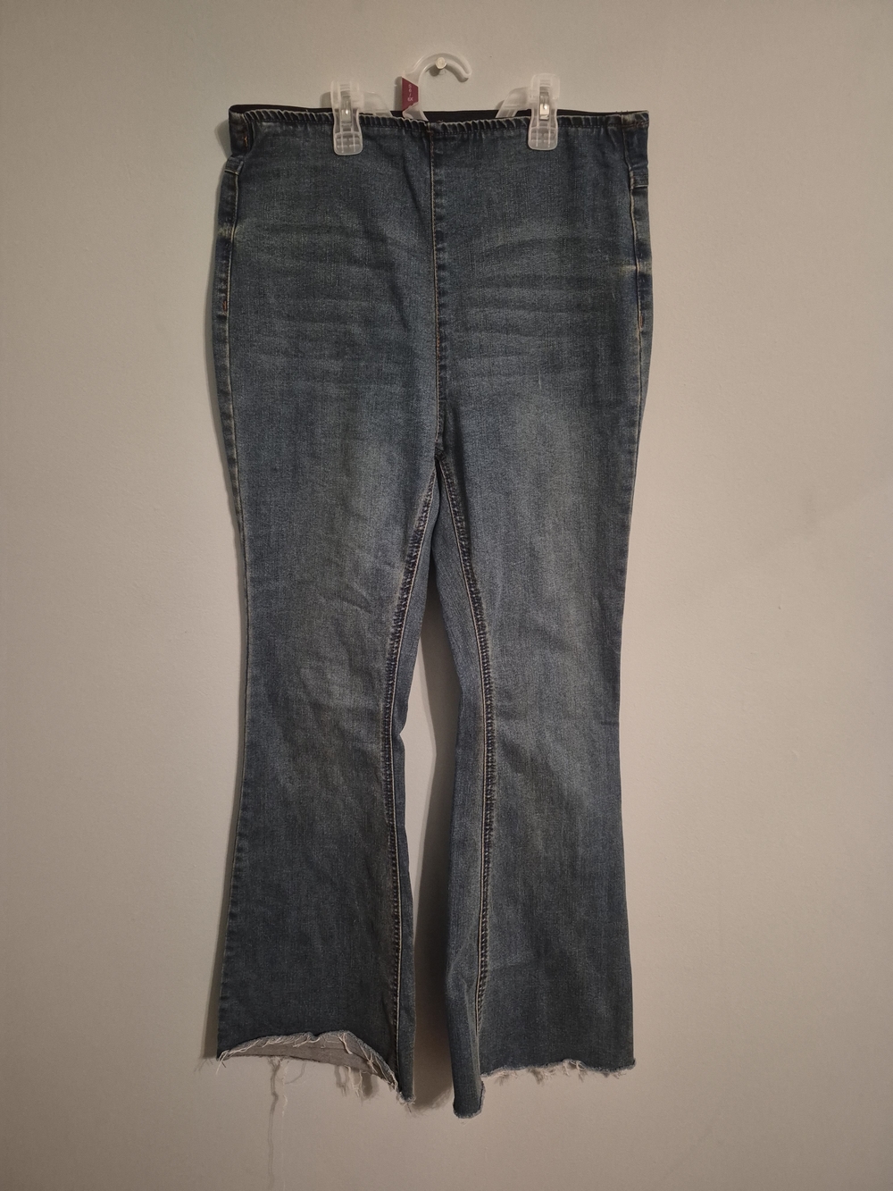 No Boundaries Medium Wash Flare Jeans - Raw Hem